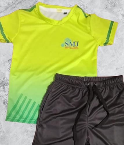 Customer photo review of Sports Jersey Kids Tshirt Shorts NeonGreen