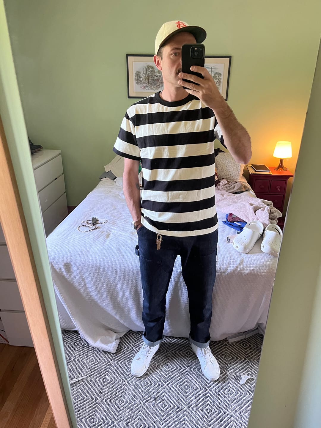 Customer photo review of Heavyweight Cotton Wide Striped T-Shirt - Black/White