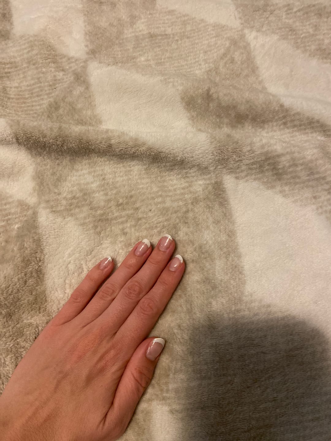 Customer photo review of White French Tip Glitter DIY Semicured Gel Nail Sticker Kit