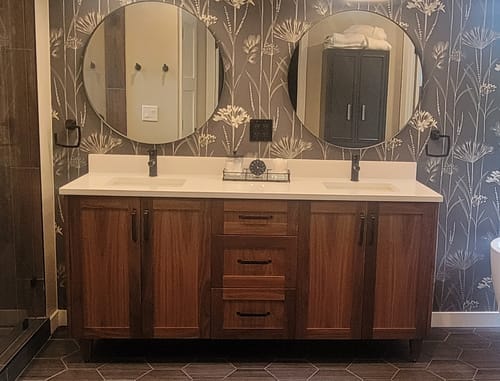 Customer photo review of Bridgeport 72" American Black Walnut Bathroom Vanity, Double Sink