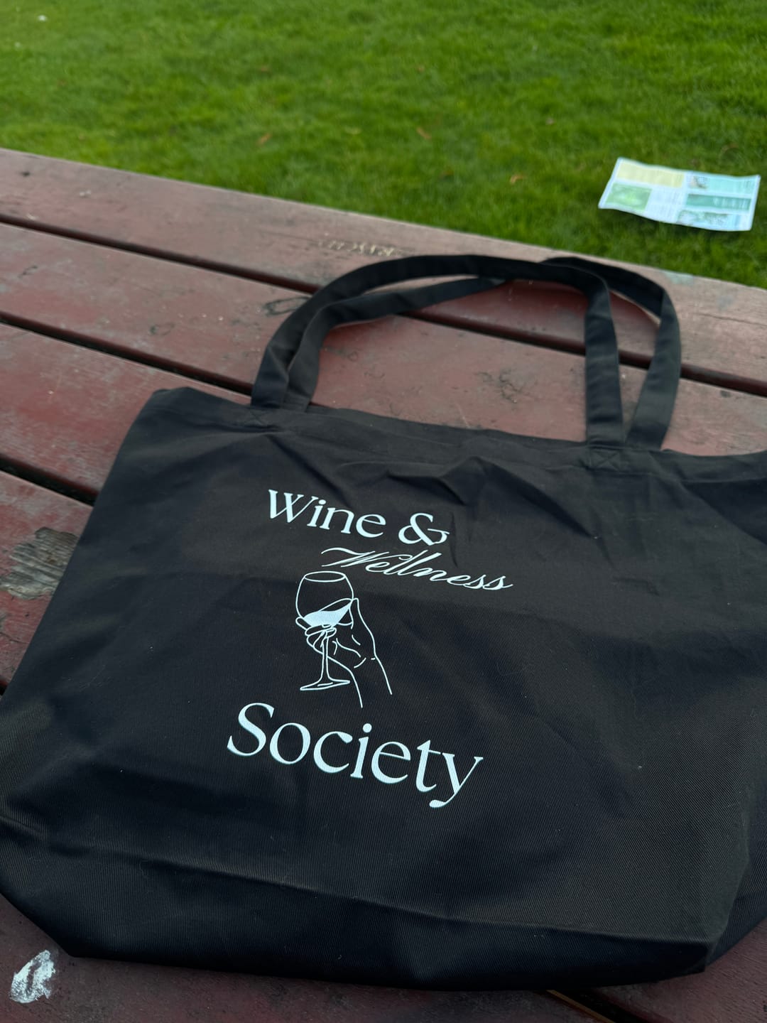 Customer photo review of The Wine & Wellness Society Large Organic Tote Bag