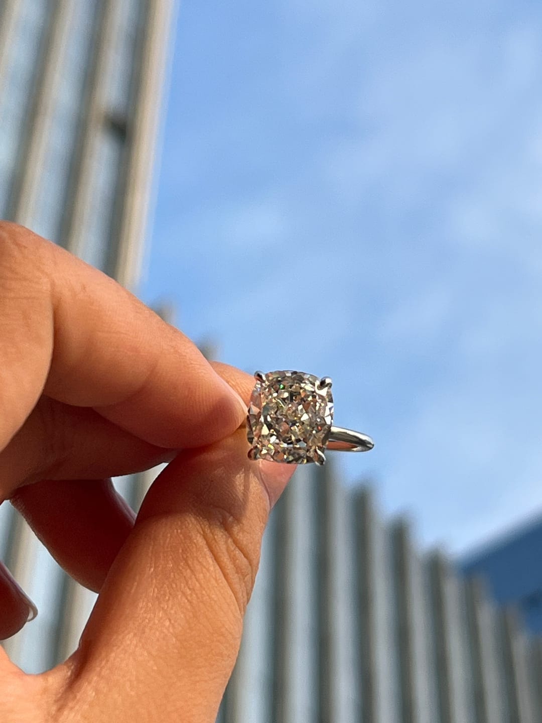 Customer photo review of S925 3.0Ct~6.0 Ct Cushion Cut Engagement Ring In Sterling Silver For Everyday Wear Travel Ring