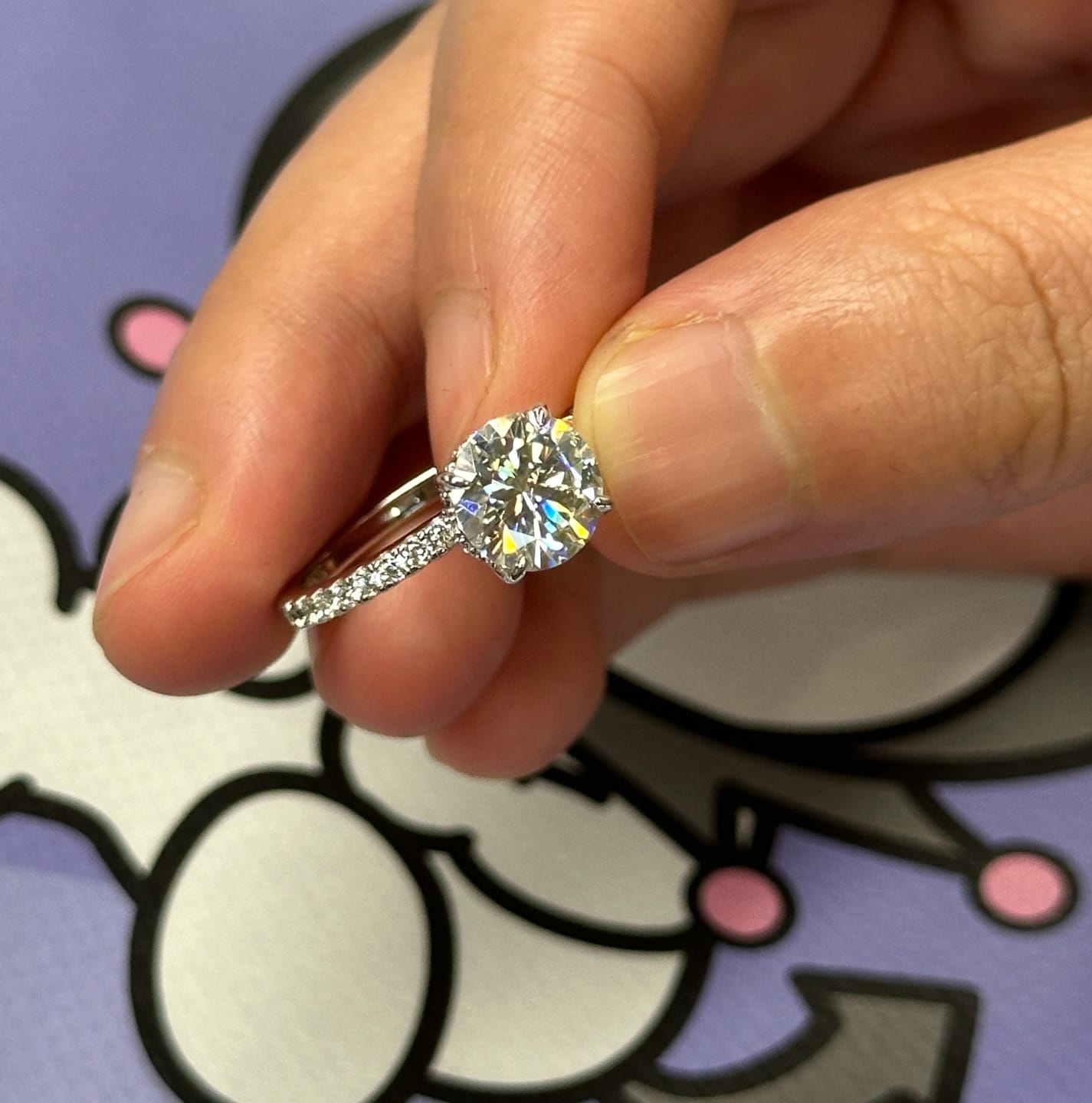Customer photo review of S925 2.0 Ct Round Cut Engagement Ring Hidden Halo Everyday Wearable Ring In Sterling Silver