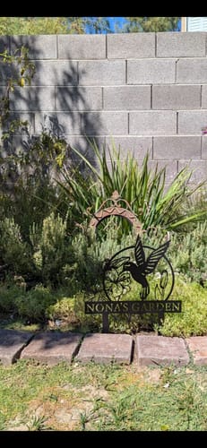 Customer photo review of Metal Hummingbird Yard Art