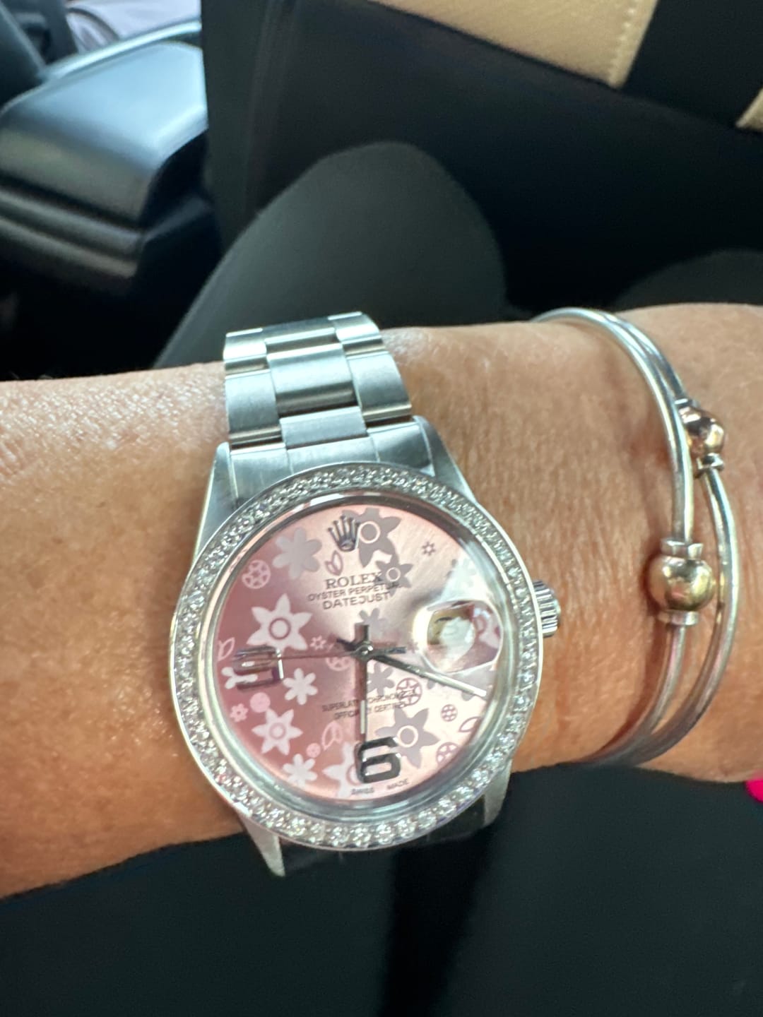 Customer photo review of Stainless Steel Rolex Datejust Mens Watch Pink Dial Diamond Bezel-QUICK SET