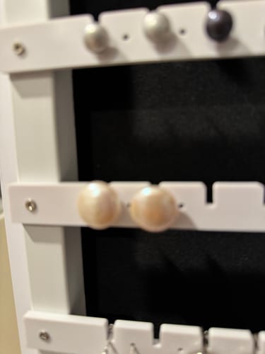 Customer photo review of MELODY - Freshwater Pearl Stud Earrings 18K Gold