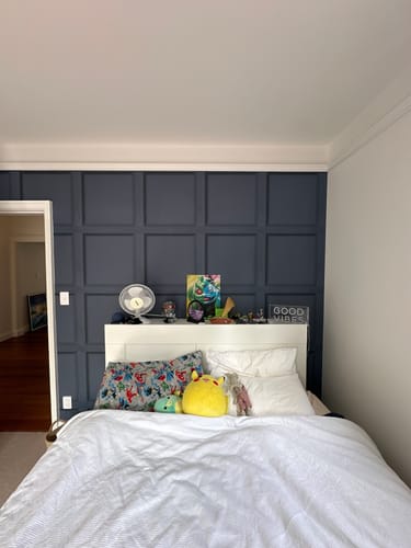Customer photo review of Modern Wood Paneling Wallpaper - Navy