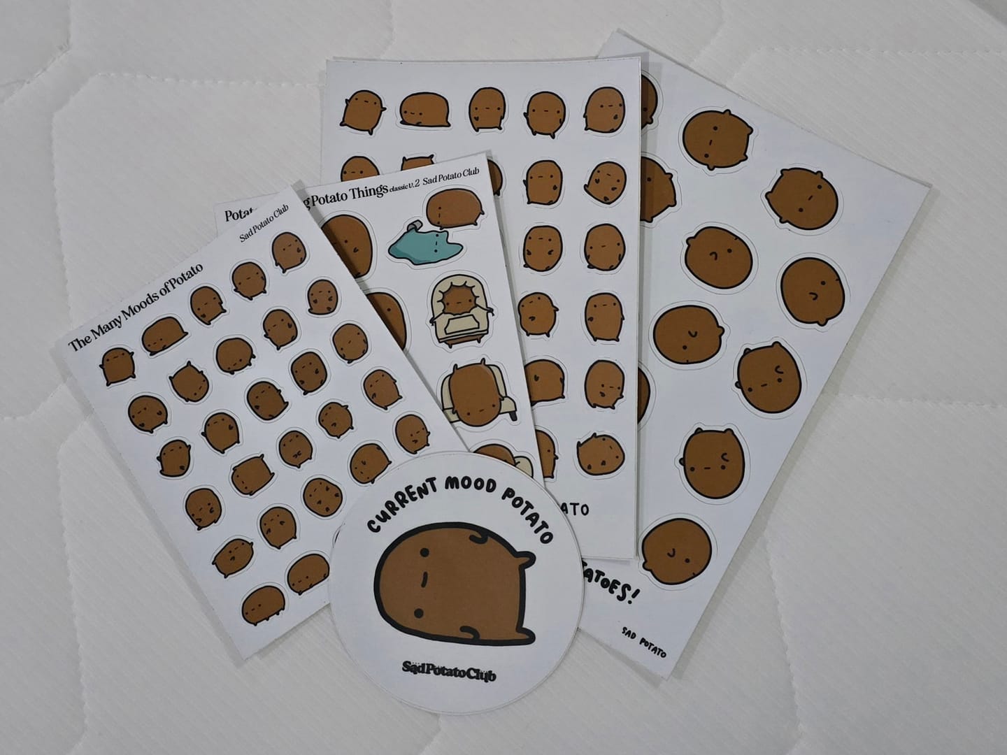Customer photo review of Sad Potato Current Mood Die Cut Sticker