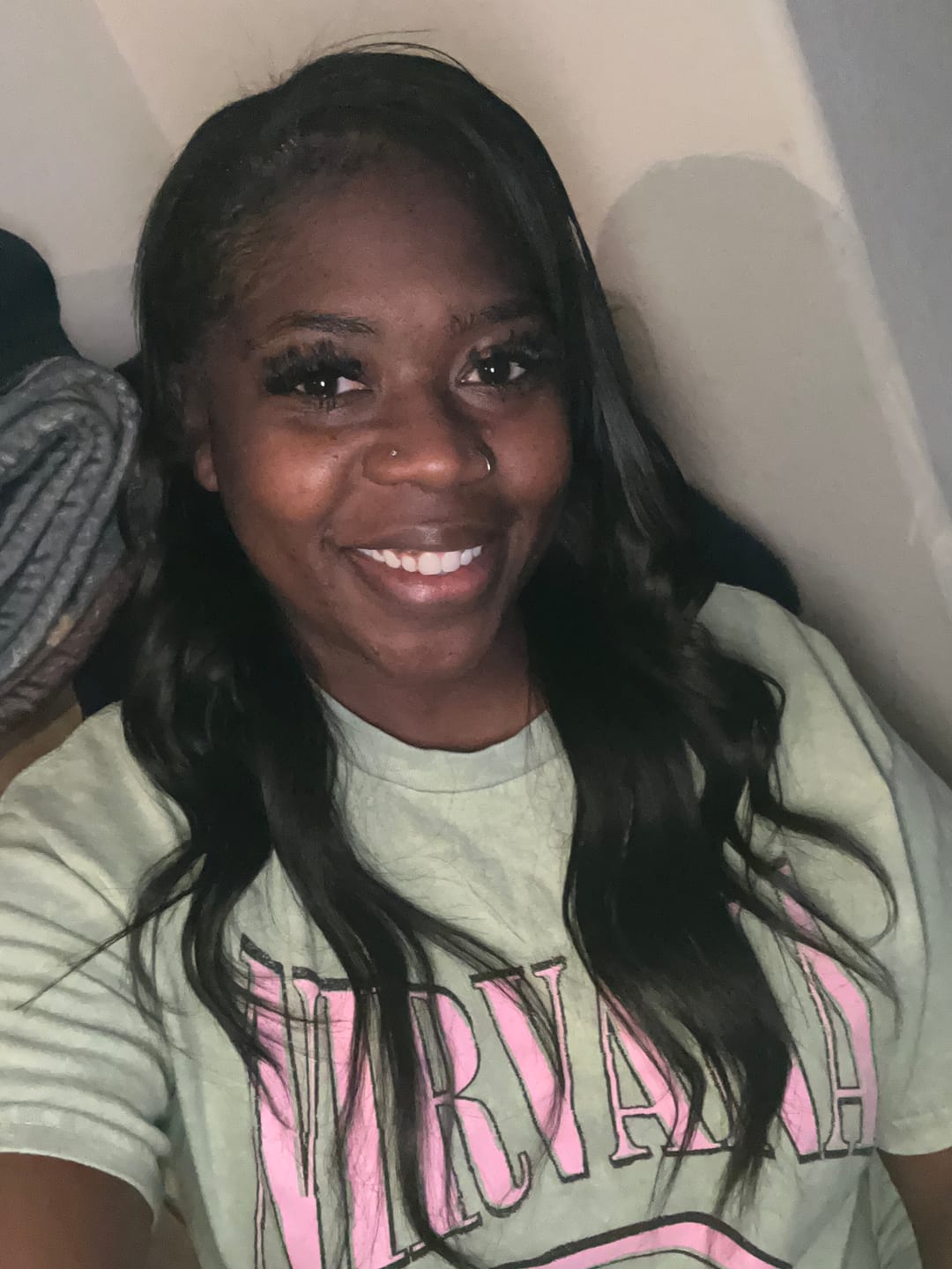 Customer photo review of Seamless Clip In Hair Extensions Silky Straight