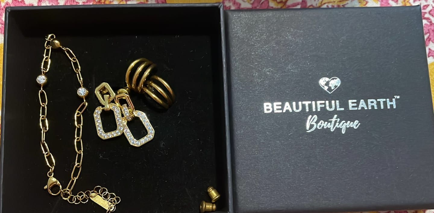 Customer photo review of Anaya Triple Gold Hoop Earrings