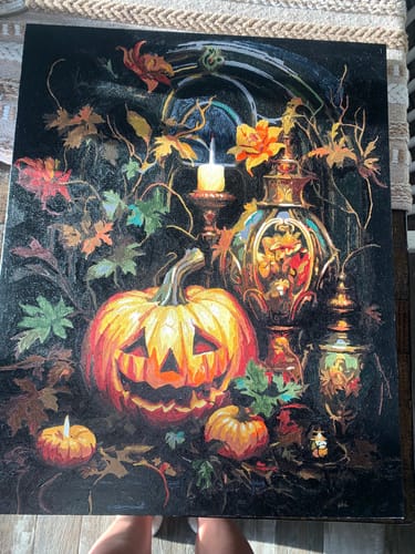 Customer photo review of Halloween's Spirit - Jack O'Lantern Painting by Numbers