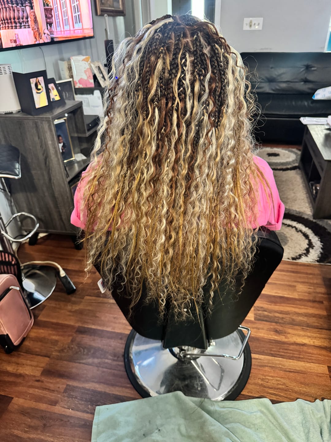 Customer photo review of #613 Blonde Deep Wave Bulk Hair Extensions for Braiding