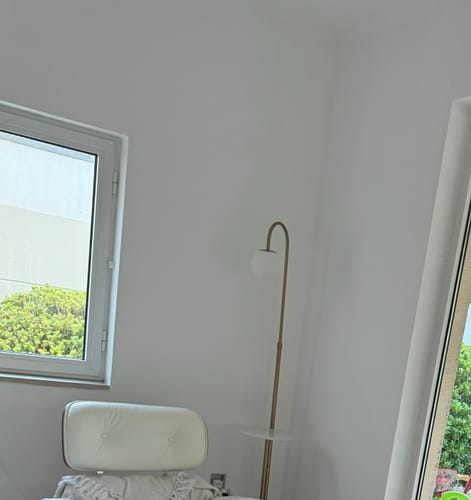 Customer photo review of Gold and White Arched Floor Lamp With Side table