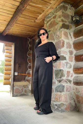 Customer photo review of Vacation Pants in Black Ponte - Vixen by Micheline Pitt
