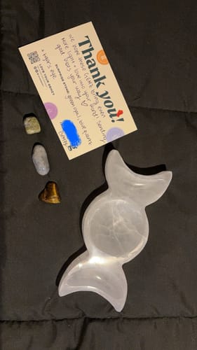 Customer photo review of Selenite (Satin Spar) Triple Moon Bowl