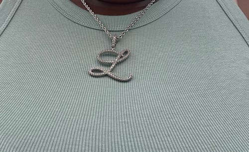 Customer photo review of Luxe Diamond Initial Necklace