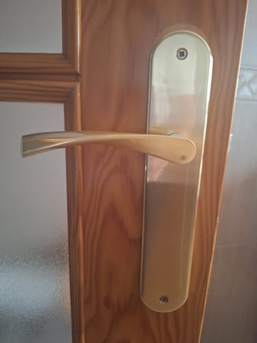 Customer photo review of Manilla modelo '136' con placa ovalada de zamak en acabado dorado satinado