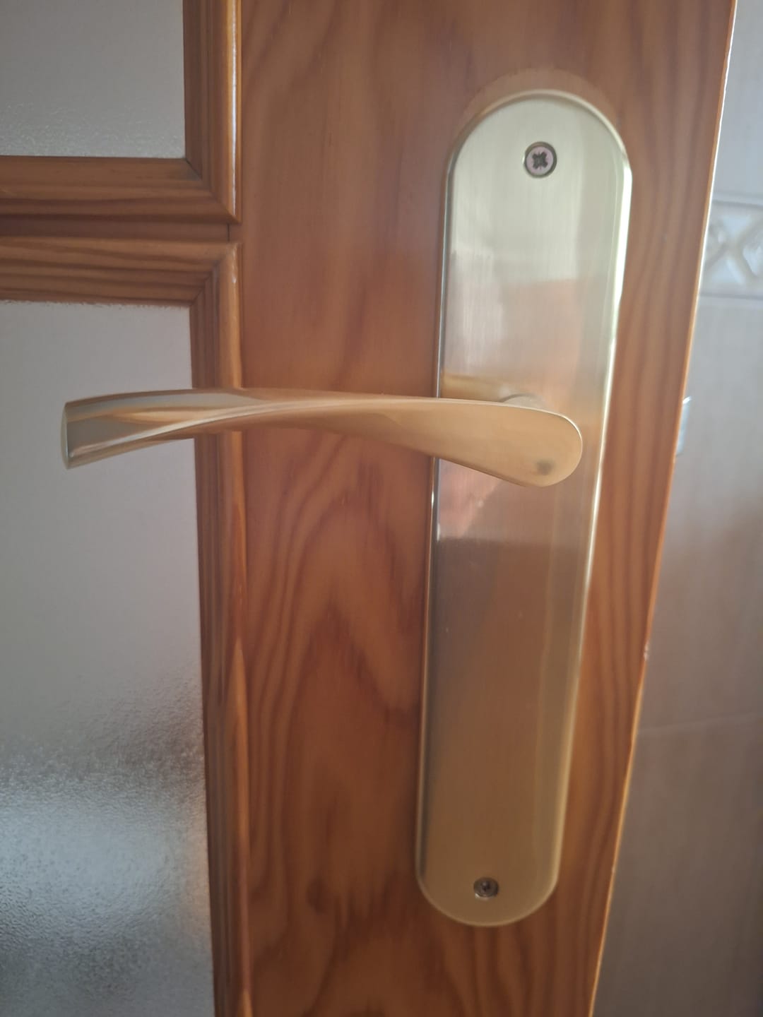 Customer photo review of Manilla modelo '136' con placa ovalada de zamak en acabado dorado satinado