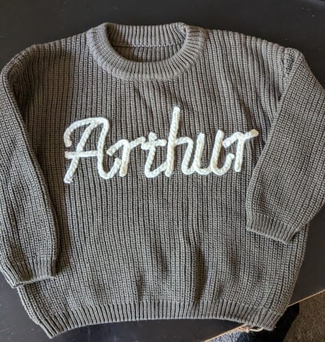 Customer photo review of Hand Knitted Personalized Sweater