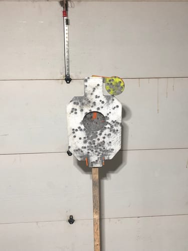 Customer photo review of 12" X 20" X 3/8" AR500 Steel Bullseye Hostage Target / Target Mount Bracket