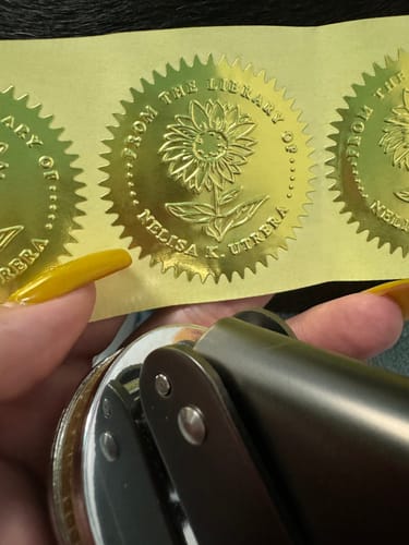 Customer photo review of Custom Book Embosser