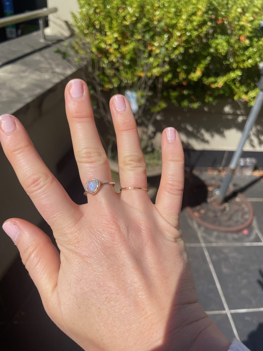 Customer photo review of Thin Gold Stacker Ring