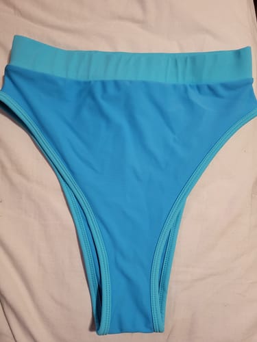 Customer photo review of CHLOE Bubble Blue High Rise Bikini Bottom