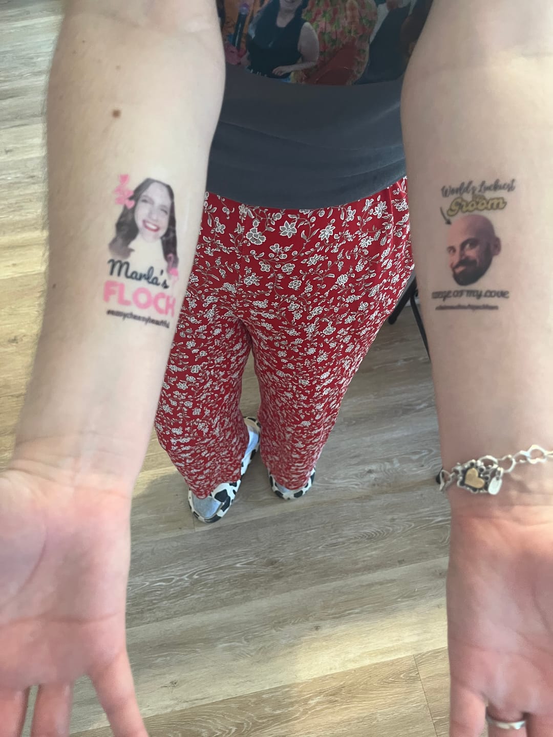 Customer photo review of World's Luckiest Groom! - Temporary Tattoo