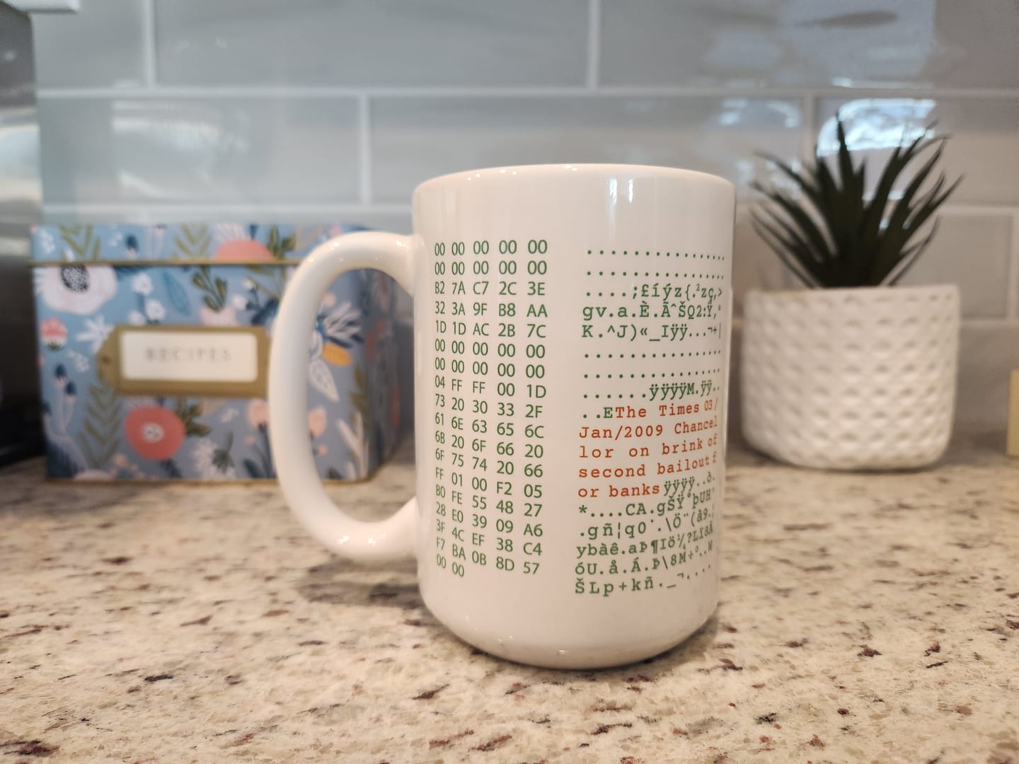 Customer photo review of Genesis Block White Mug - 15oz