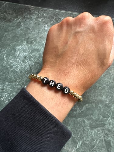 Customer photo review of Personalised Friendship Bracelet Gold- Black & White