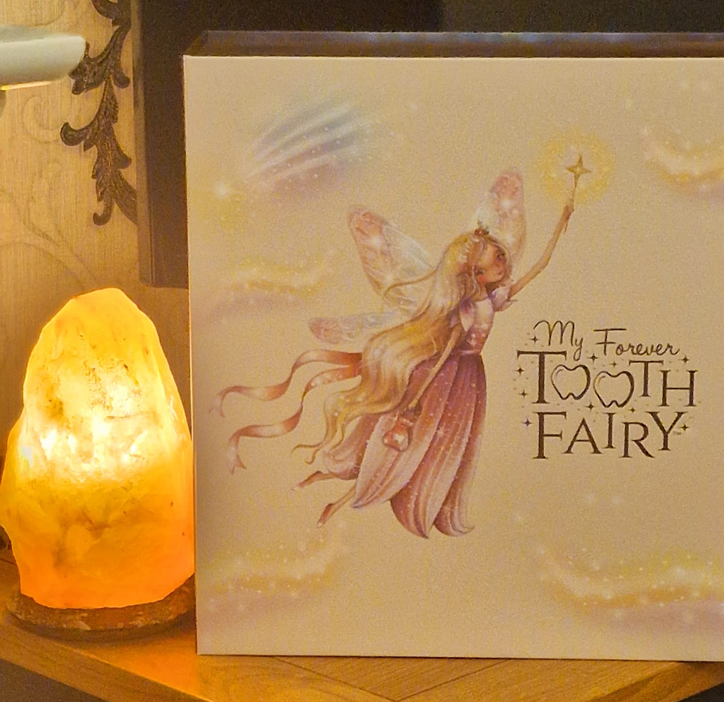 Customer photo review of My Forever Tooth Fairy Gift Set - Includes Storybook, Tooth Fairy Doll, Tooth Tote & Light Up Dis'Play' Case