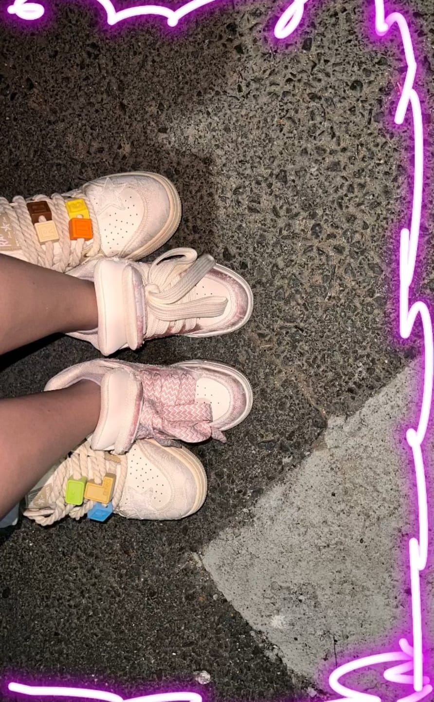 Customer photo review of Pink Double Tongue Sneakers
