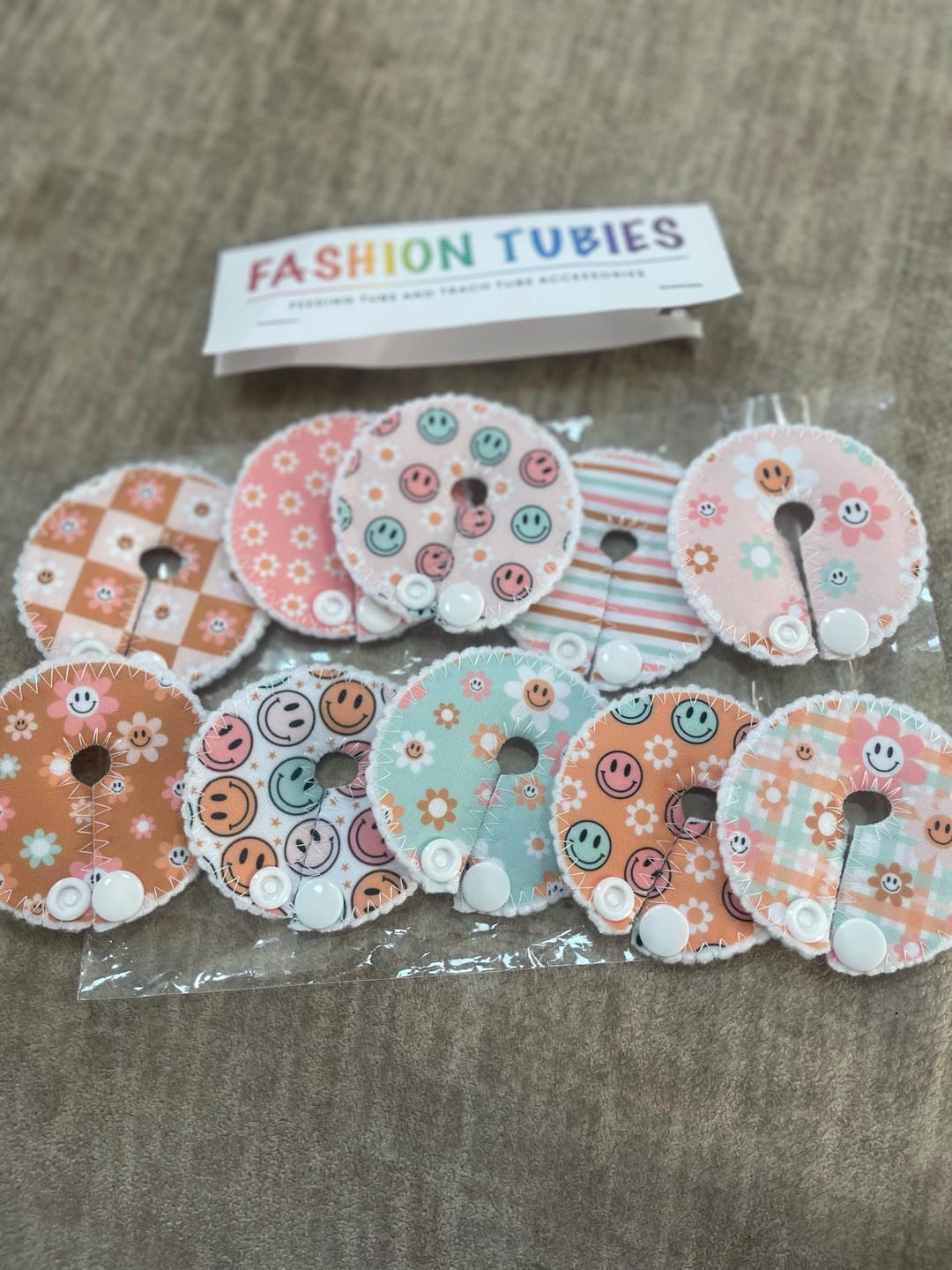 Customer photo review of Retro Faces Feeding Tube Pads