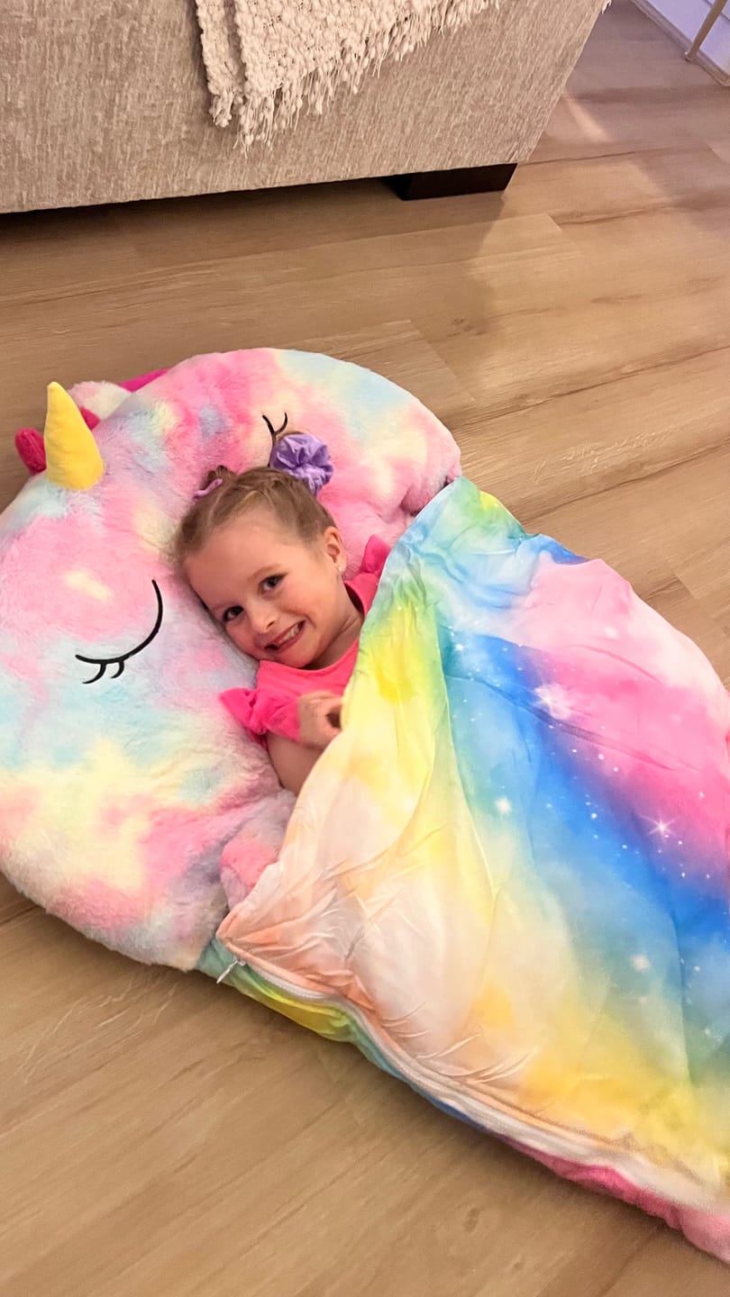 Customer photo review of Rainbow Unicorn Cosy Napper ™ (LIMITED EDITION)