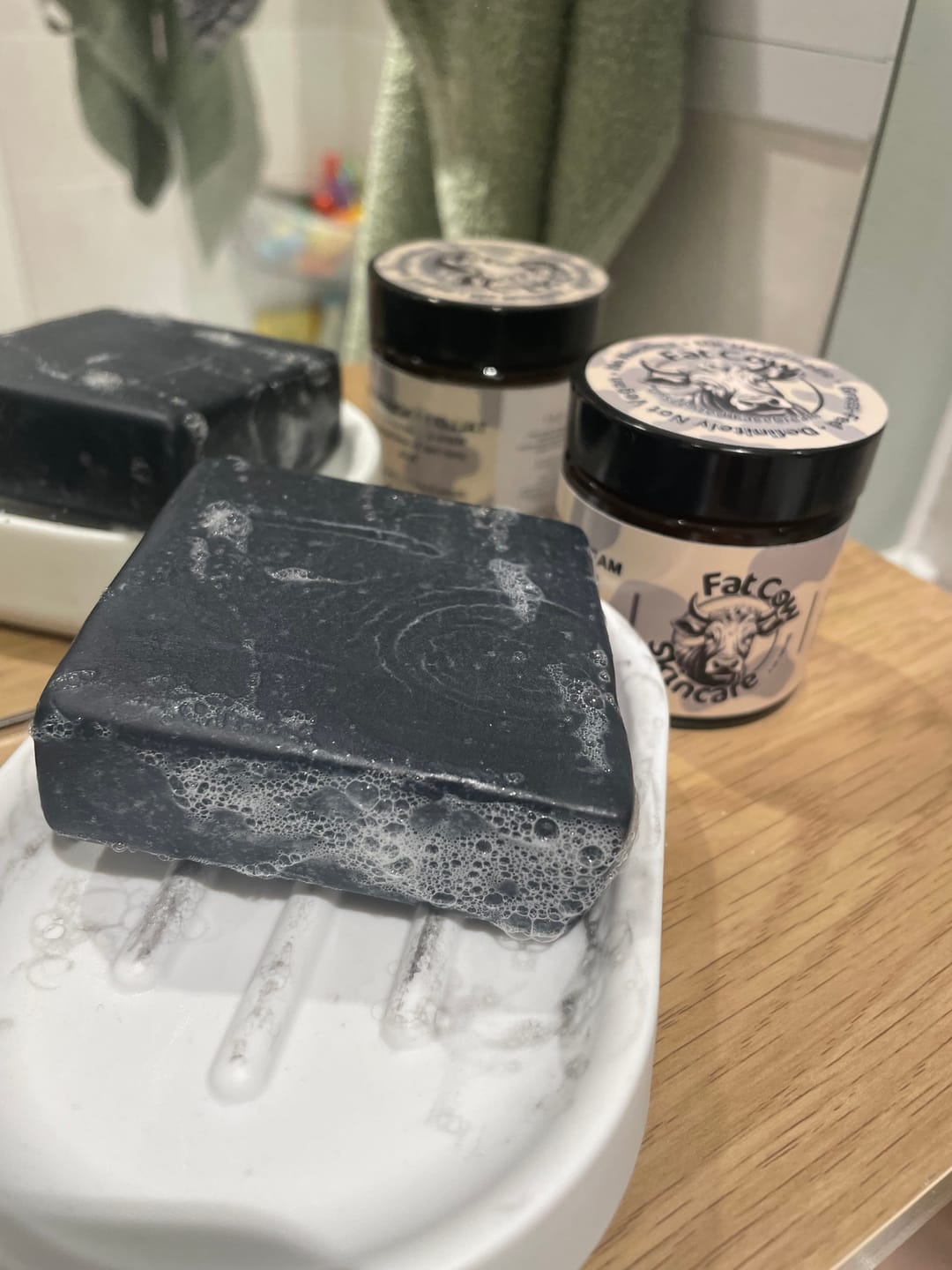 Customer photo review of Tallow & Charcoal Cleansing Soap