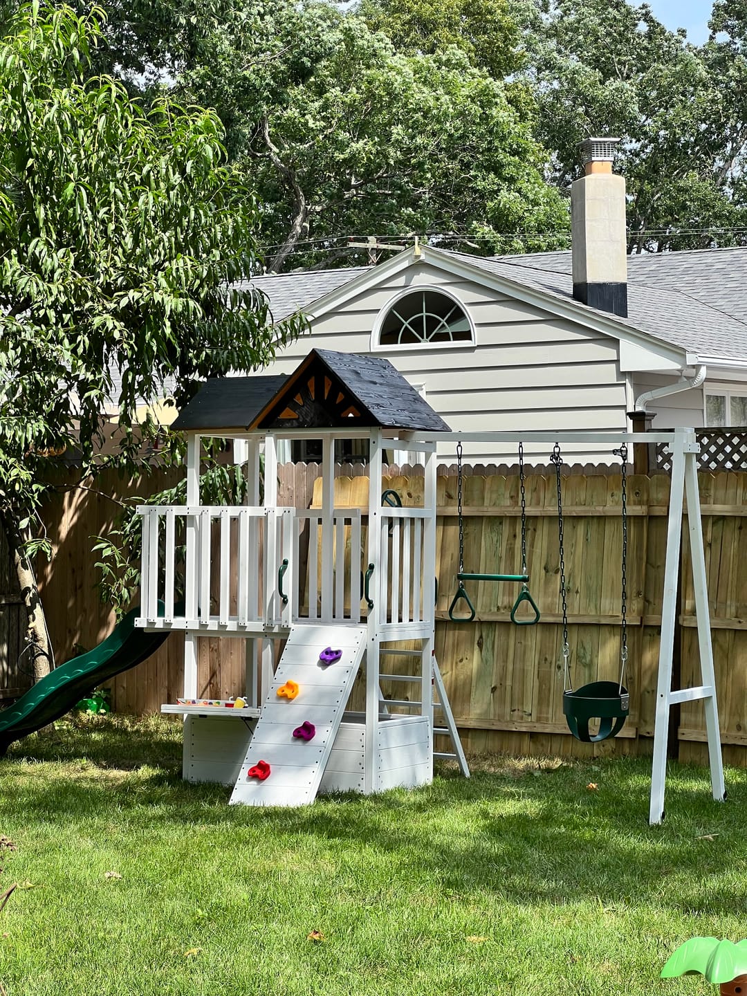 Customer photo review of Craftsman Modern Outdoor Swing Set | Wooden Backyard Swing Frame for Kids