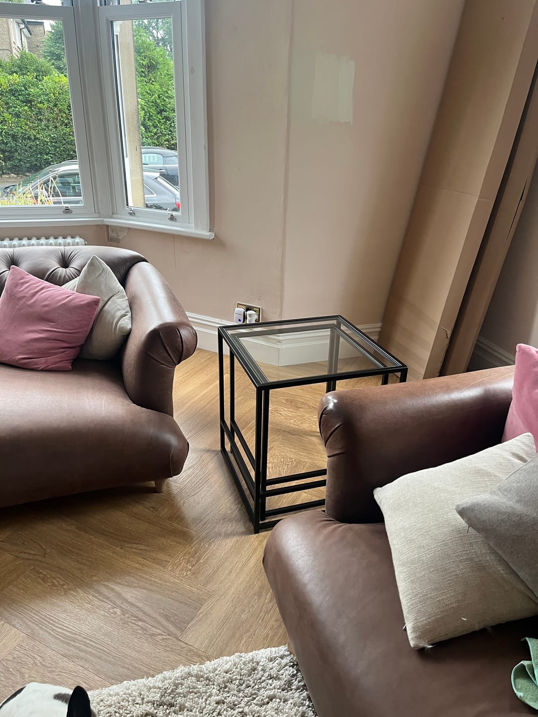 Customer photo review of Aria Glass Metal Nesting Side Tables - Black