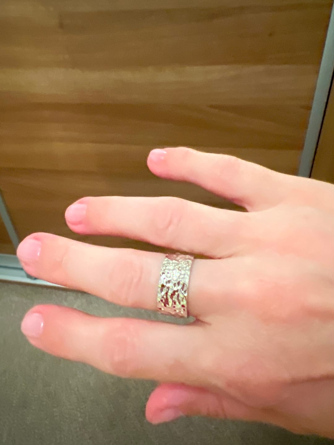 Customer photo review of Grecian Hammered Silver Stacking Ring