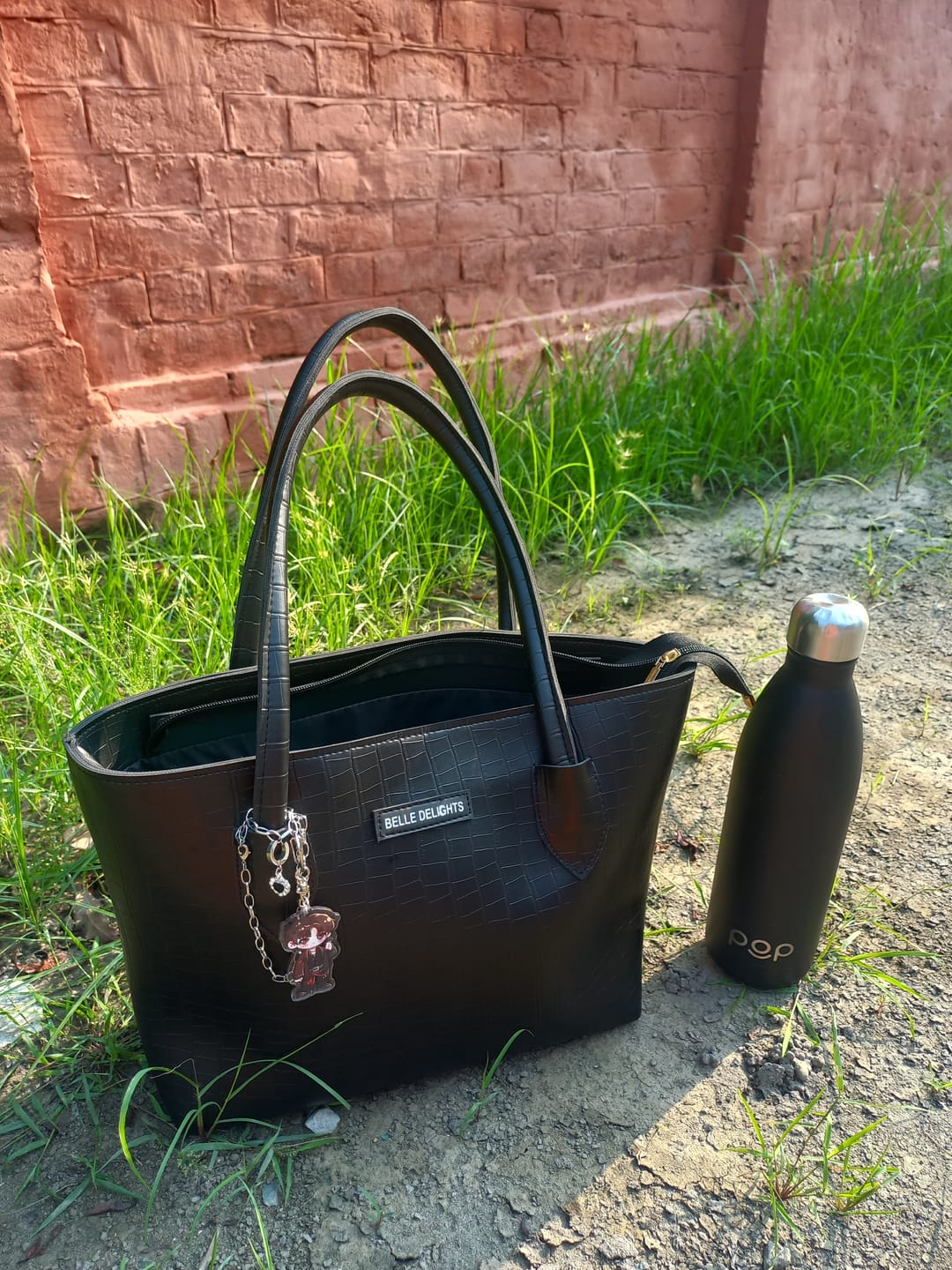 Customer photo review of Black Belle Croc Tote Bag