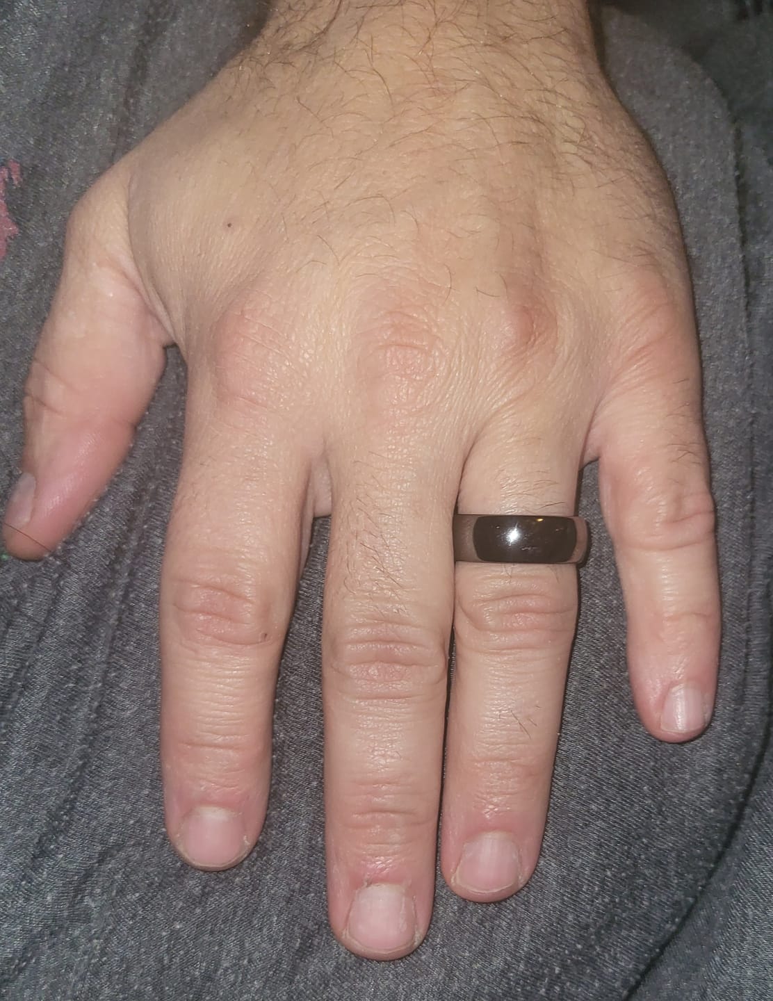 Customer photo review of 8mm Classic Dome Shape Gunmetal Tungsten Carbide Wedding Band