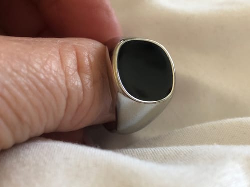 Customer photo review of Black Sterling Silver Enamel Ring