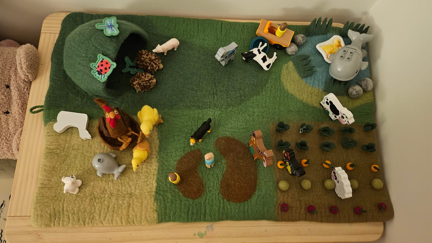 Customer photo review of Large Farm Play Mat Playscape