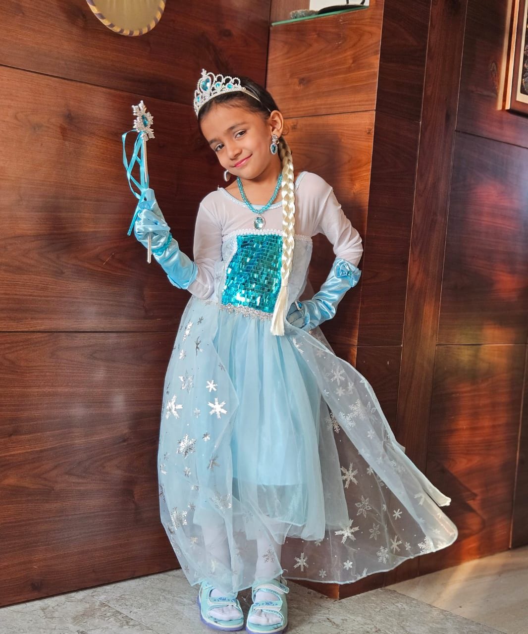 Customer photo review of Princess Elsa Princess costume with 8 pack accessories