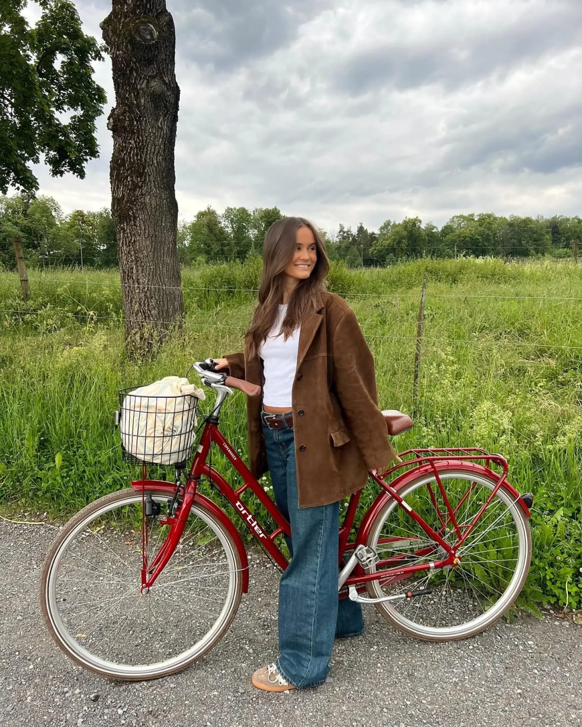 Customer photo review of Timeless Elegance Oversized Suede Blazer - Caramel Crush