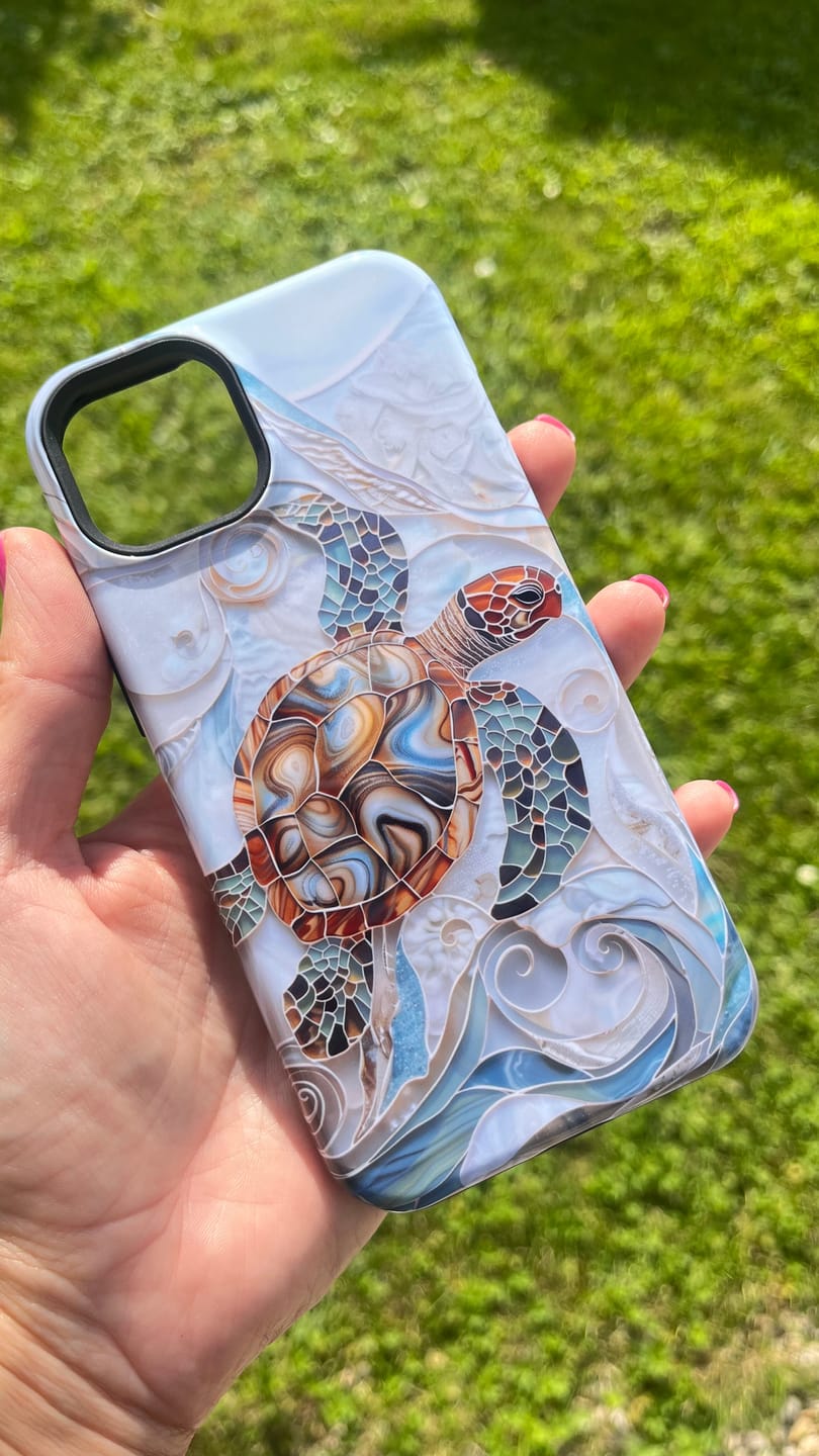 Customer photo review of Sea Turtle Stained Glass Design 1 iPhone Case