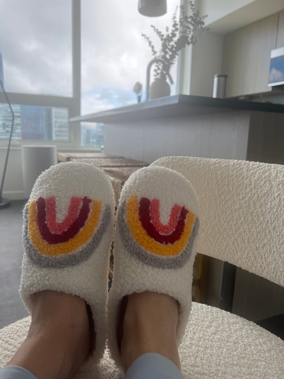 Customer photo review of Emma Rainbow Plush Slippers