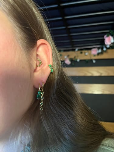 Customer photo review of Lola Green Gold Huggie Hoops
