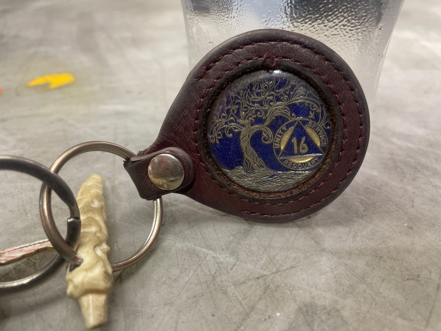 Customer photo review of 1 to 50 Year Sobriety Mint Twisted Tree of Life Gold Plated AA Recovery Medallion/Chip/Coin - Blue