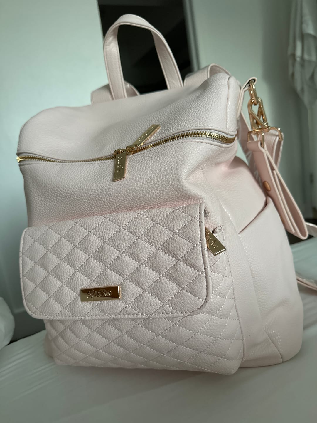 Customer photo review of Monaco Diaper Bag | Pastel Pink