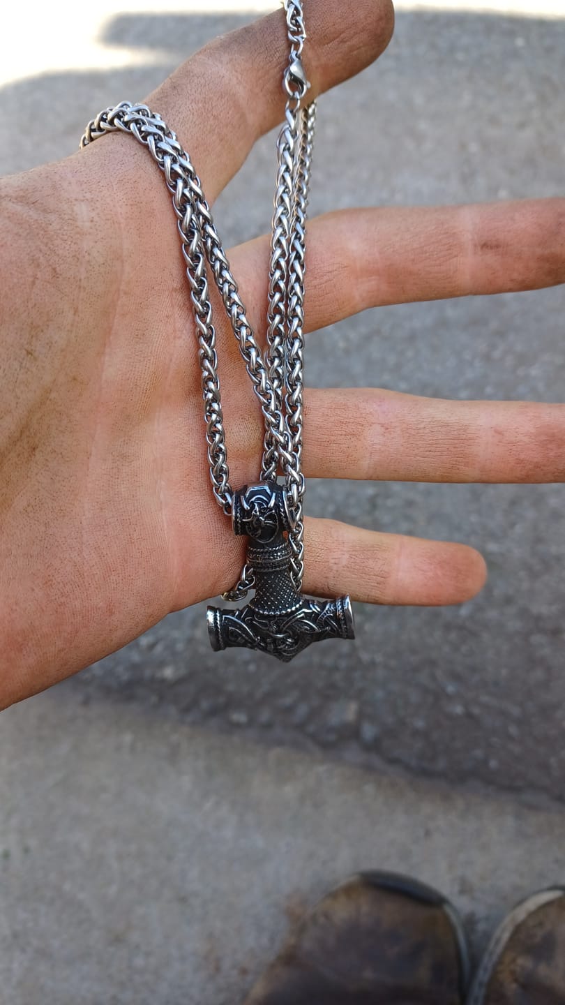 Customer photo review of The Sky Splitter - Stainless Steel Mjolnir Necklace